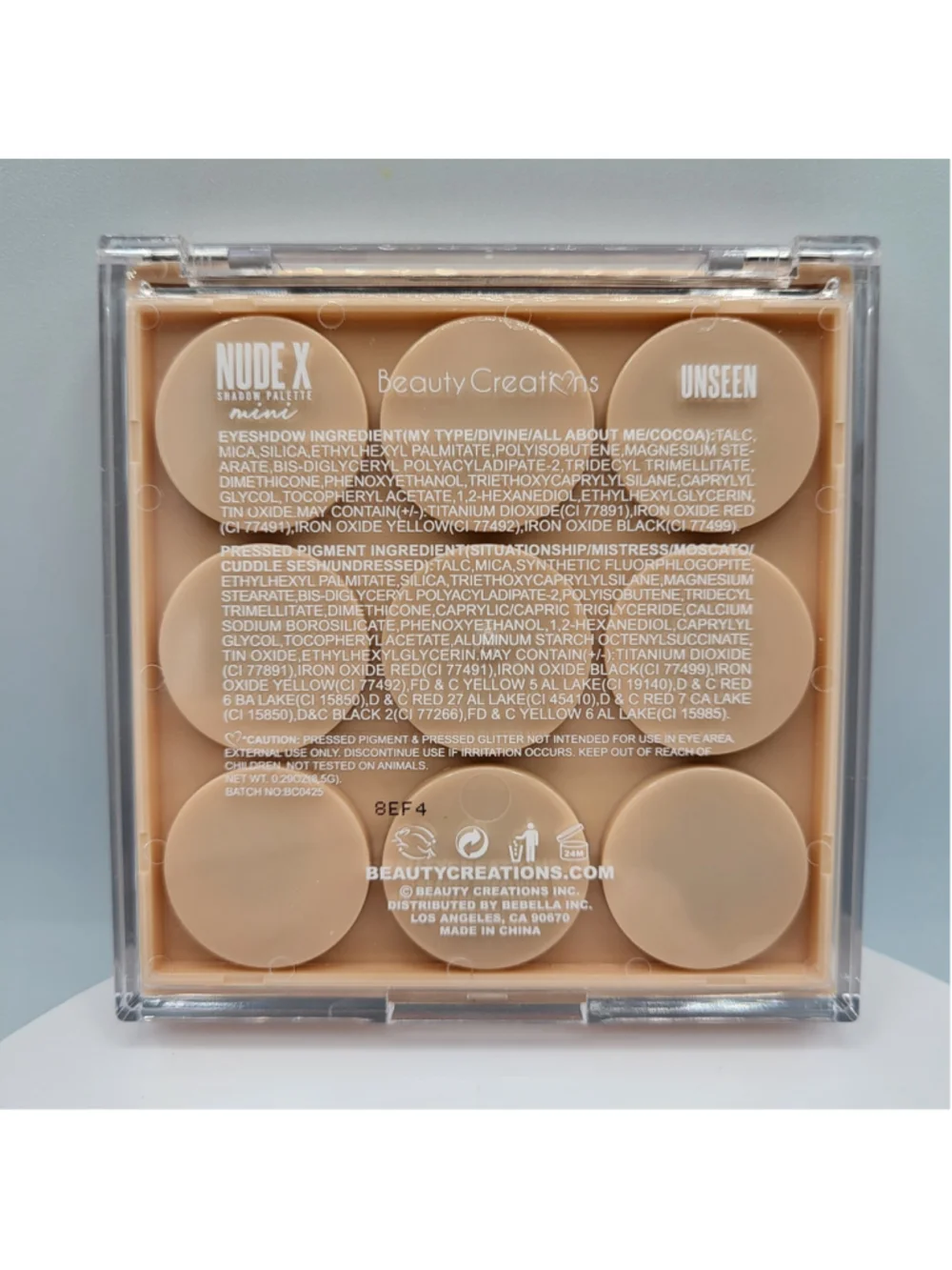 Women's Beauty Creations Nude X Mini Shadow Palette 